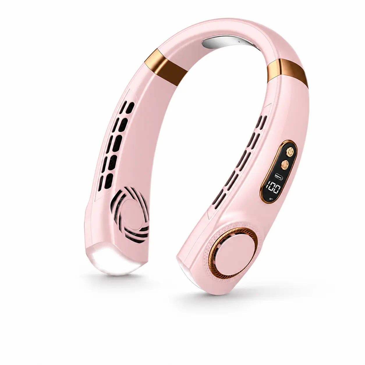 Ventilateur cou rose écran LED rechargeable | SELVAIR