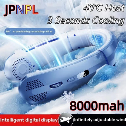 Ventilateur tour de cou bleu azur SELVAIR 8000mAh | Écran LED digital