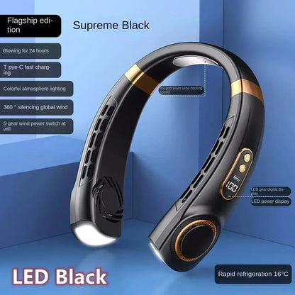 Ventilateur tour de cou LED noir SELVAIR | Rechargeable et mains libres