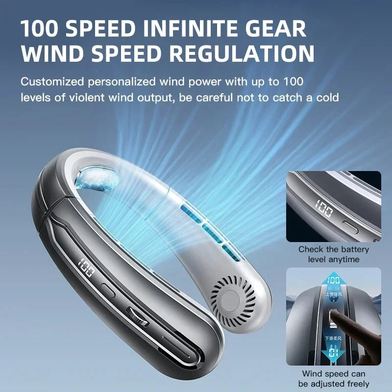 Ventilateur tour de cou LED noir SELVAIR | Rechargeable et mains libres
