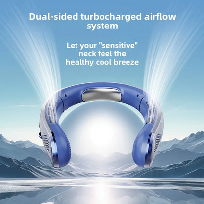 Ventilateur tour de cou bleu azur SELVAIR 8000mAh | Écran LED digital