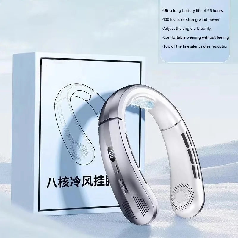 Ventilateur tour de cou blanc SELVAIR 8000mAh | Écran LED digital
