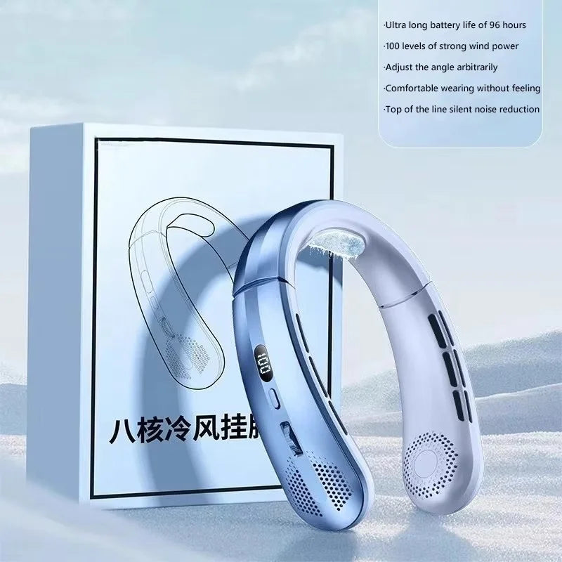 Ventilateur tour de cou bleu SELVAIR 8000mAh | Écran LED digital