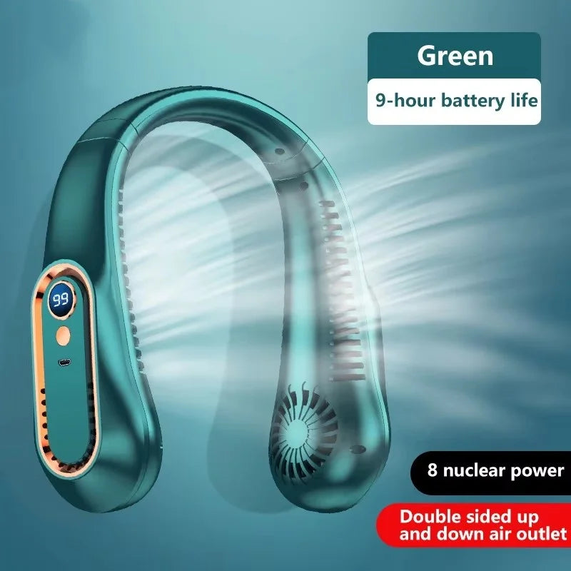 Ventilateur tour de cou bleu SELVAIR 8000mAh | Écran LED digital