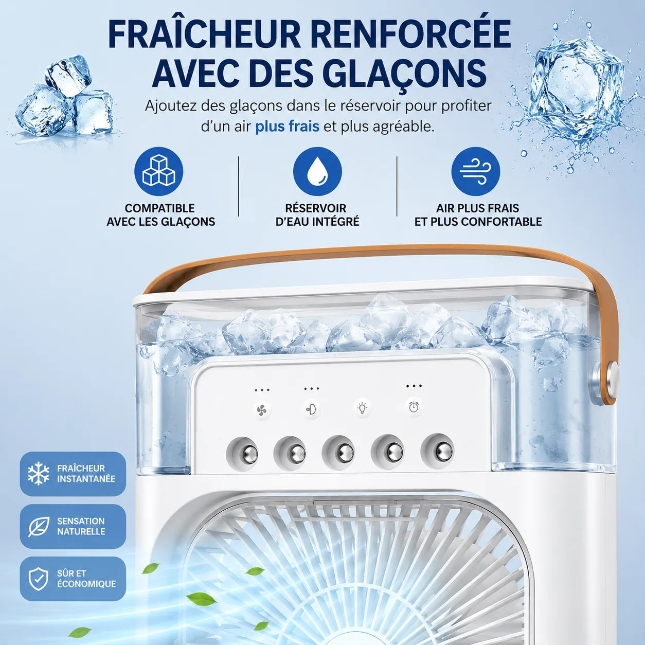 Ventilateur brumisateur 3-en-1 SELVAIR blanc | Rafraîchisseur, humidificateur et LED