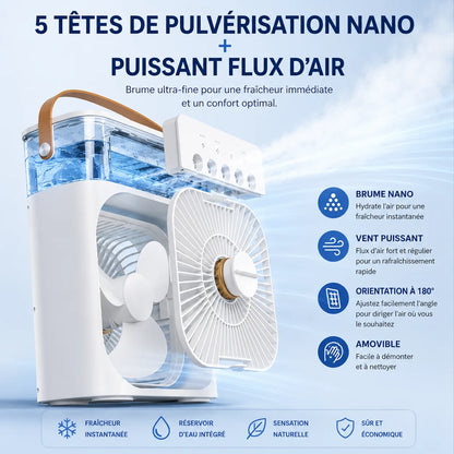Ventilateur brumisateur 3-en-1 SELVAIR blanc | Rafraîchisseur, humidificateur et LED