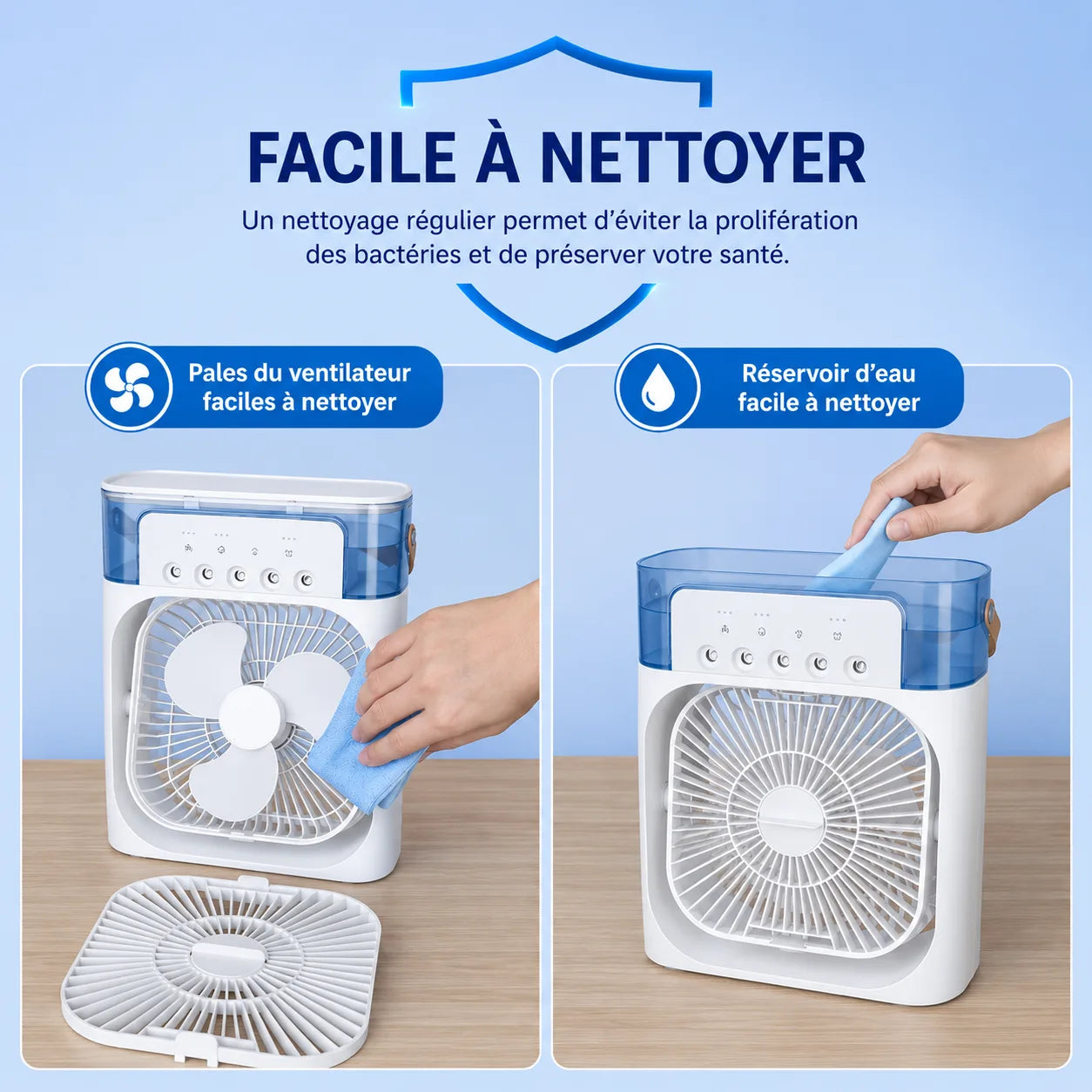 Ventilateur brumisateur 3-en-1 SELVAIR blanc | Rafraîchisseur, humidificateur et LED