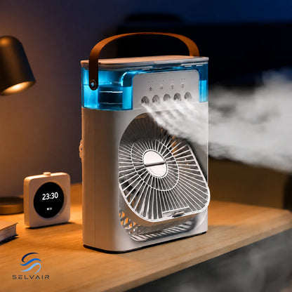 Ventilateur brumisateur 3-en-1 SELVAIR blanc | Rafraîchisseur, humidificateur et LED