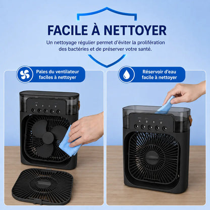 Ventilateur brumisateur 3-en-1 SELVAIR noir | Rafraîchisseur, humidificateur et LED