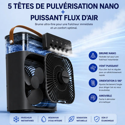 Ventilateur brumisateur 3-en-1 SELVAIR noir | Rafraîchisseur, humidificateur et LED