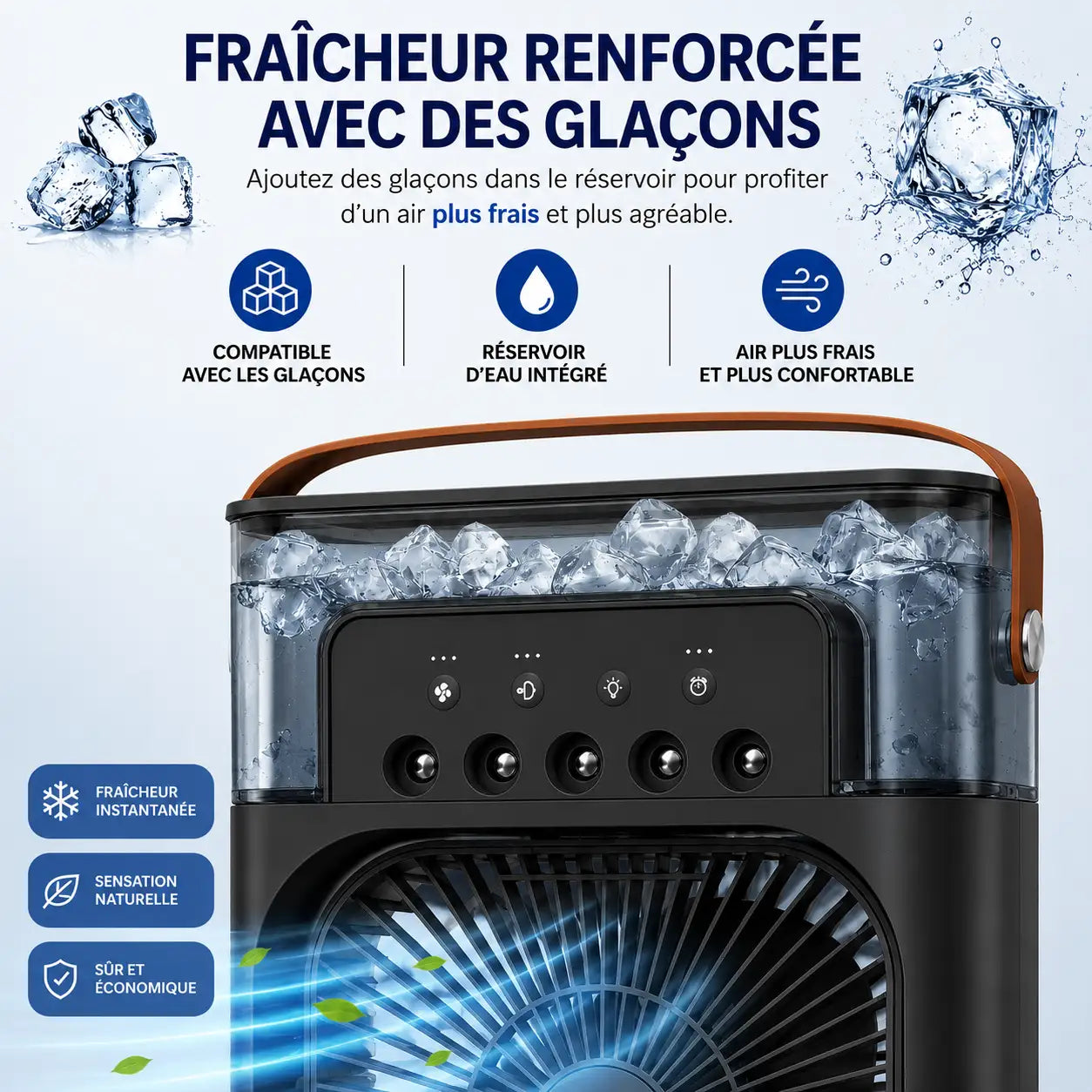 Ventilateur brumisateur 3-en-1 SELVAIR noir | Rafraîchisseur, humidificateur et LED