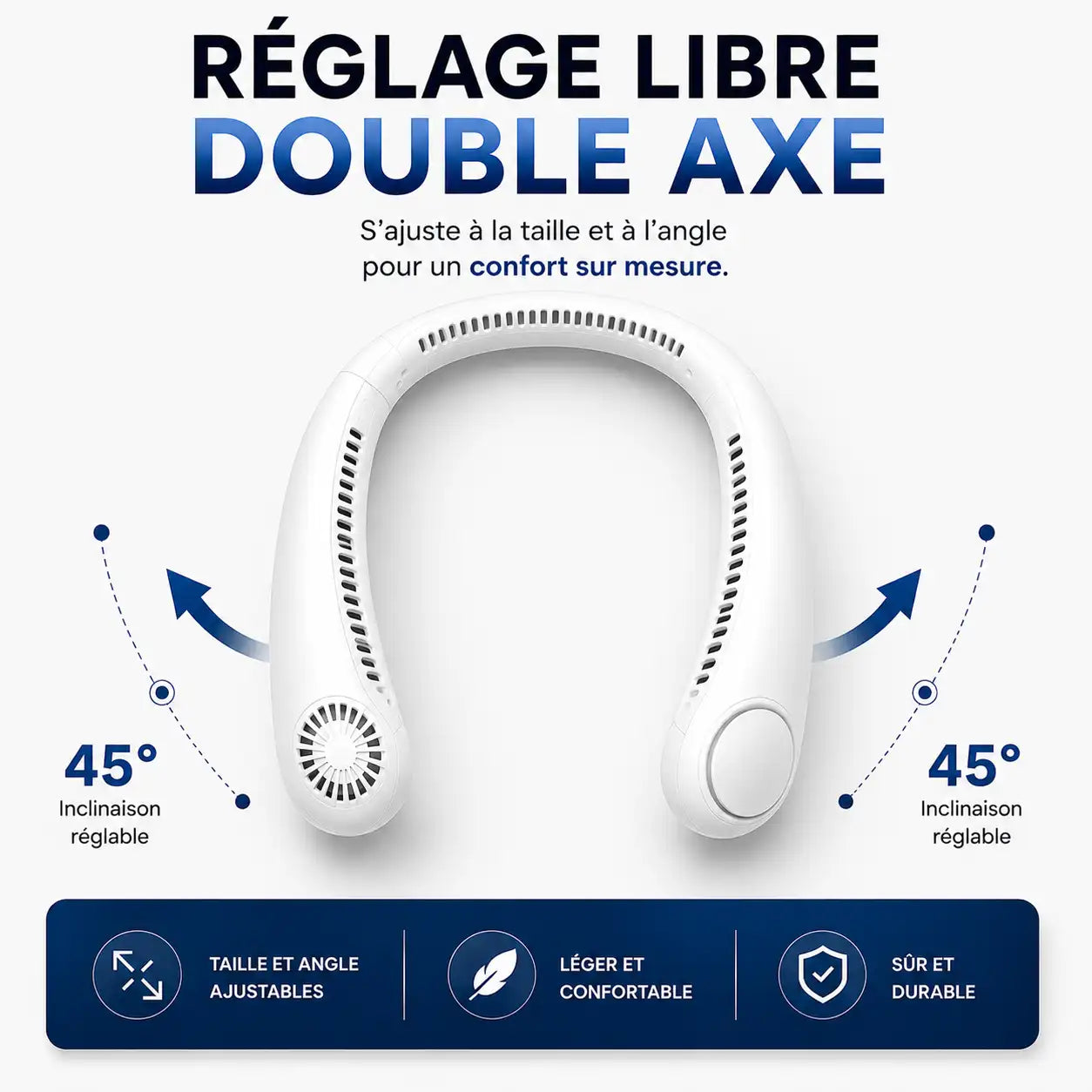Ventilateur cou blanc rechargeable | SELVAIR