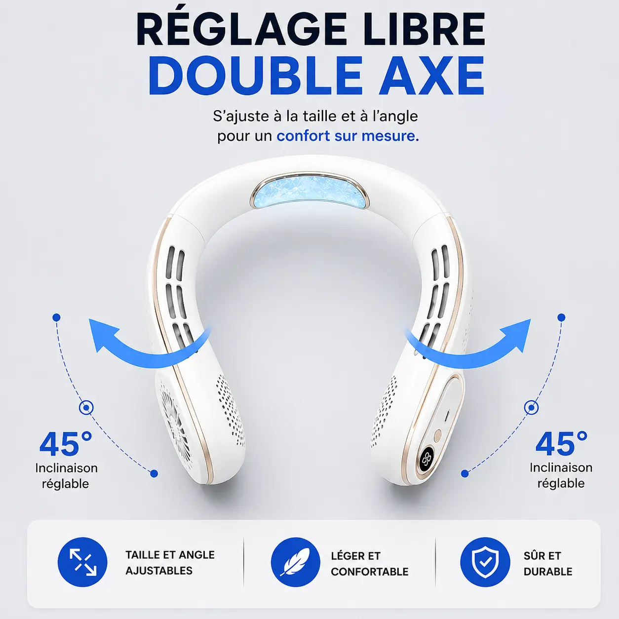 Ventilateur cou blanc léger rechargeable | SELVAIR